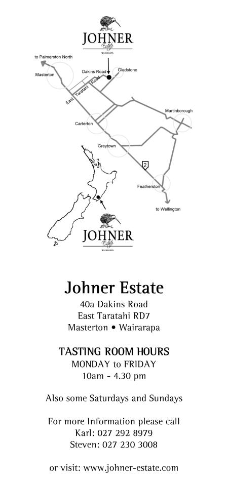 Back side of the Johner Estate Flyer
